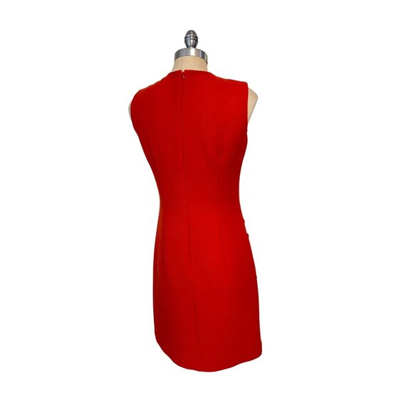 Nathalie Chaize Red Sleeveless Textured Shift Dress With Pockets 38 US Size 6 - Picture 3 of 5
